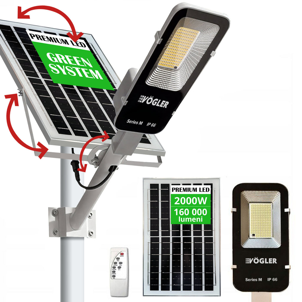 Leistungsstarke 2000W LED Solarlampe mit Dämmerungssensor + Fernbedienung