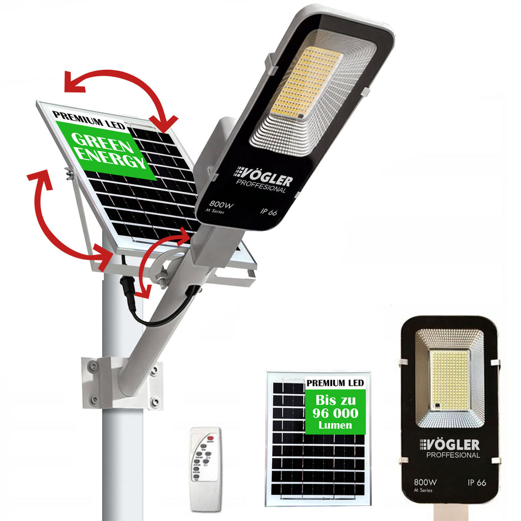 Leistungsstarke Solarlampe, Dämmerungssensor, Fernsteuerung, Vögler Professional 800W