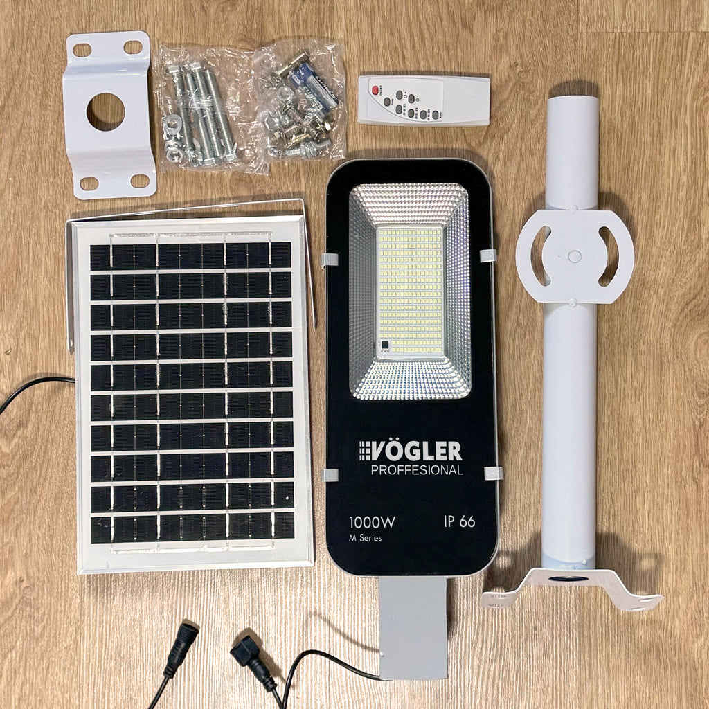 Leistungsstarke Solarlampe, Dämmerungssensor, Fernsteuerung, Vögler Professional 1000W