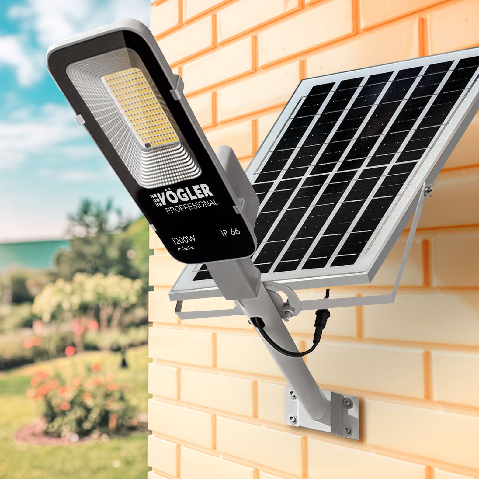 Leistungsstarke Solarlampe, Dämmerungssensor, Fernsteuerung, Vögler Professional 1200W