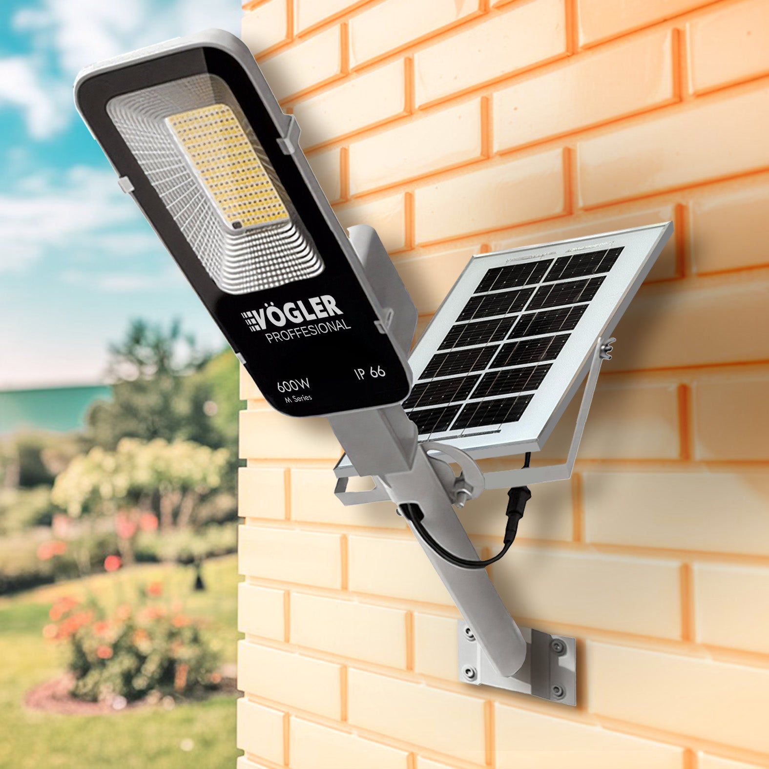 Leistungsstarke Solarlampe, Dämmerungssensor, Fernsteuerung, Vögler Professional 600W