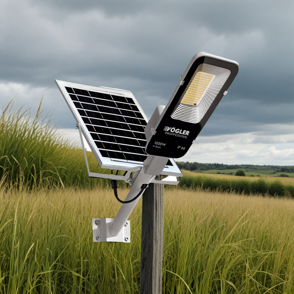 Leistungsstarke Solarlampe, Dämmerungssensor, Fernsteuerung, Vögler Professional 1000W