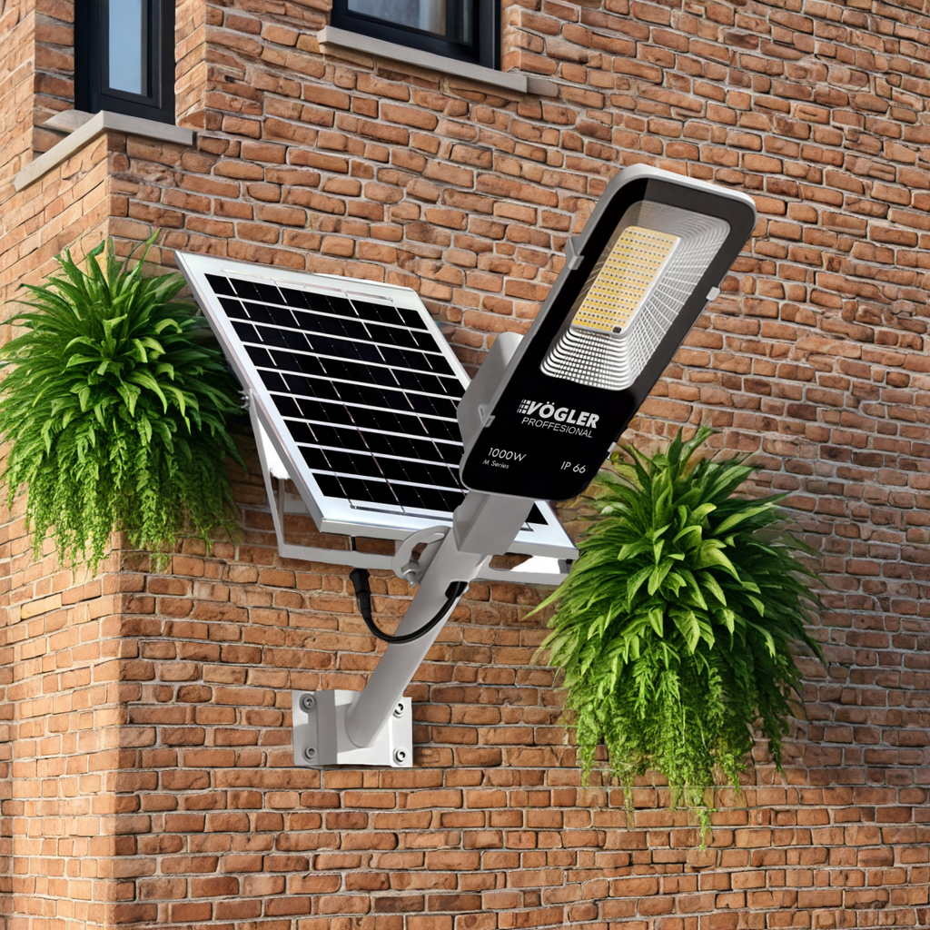 Leistungsstarke Solarlampe, Dämmerungssensor, Fernsteuerung, Vögler Professional 1000W