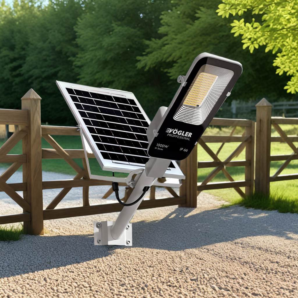 Leistungsstarke Solarlampe, Dämmerungssensor, Fernsteuerung, Vögler Professional 1000W