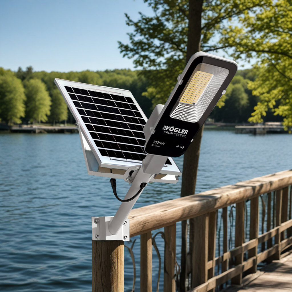 Leistungsstarke Solarlampe, Dämmerungssensor, Fernsteuerung, Vögler Professional 1000W