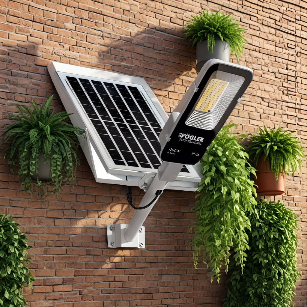 Leistungsstarke Solarlampe, Dämmerungssensor, Fernsteuerung, Vögler Professional 1200W