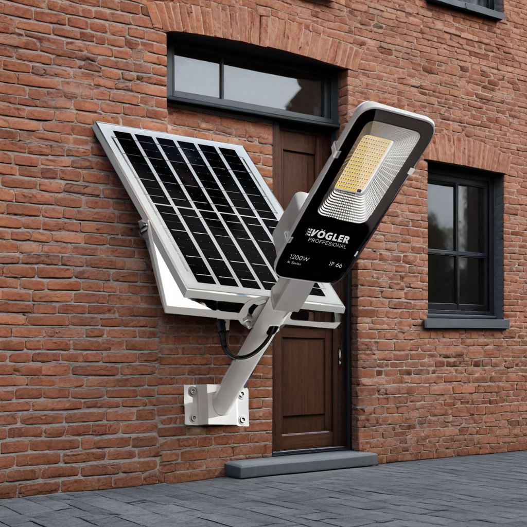 Leistungsstarke Solarlampe, Dämmerungssensor, Fernsteuerung, Vögler Professional 1200W
