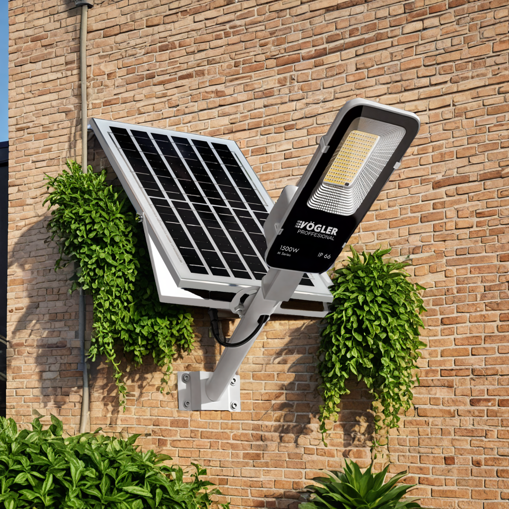 Leistungsstarke Solarlampe, Dämmerungssensor, Fernsteuerung, Vögler Professional 1500W