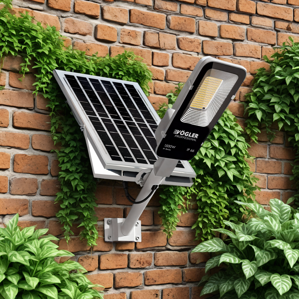 Leistungsstarke Solarlampe, Dämmerungssensor, Fernsteuerung, Vögler Professional 1500W