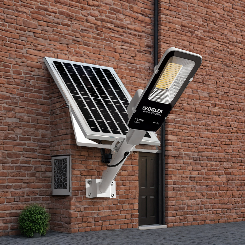 Leistungsstarke Solarlampe, Dämmerungssensor, Fernsteuerung, Vögler Professional 1500W