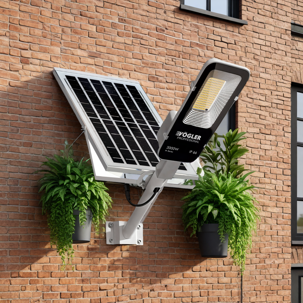 Leistungsstarke Solarlampe, Dämmerungssensor, Fernsteuerung, Vögler Professional 2000W