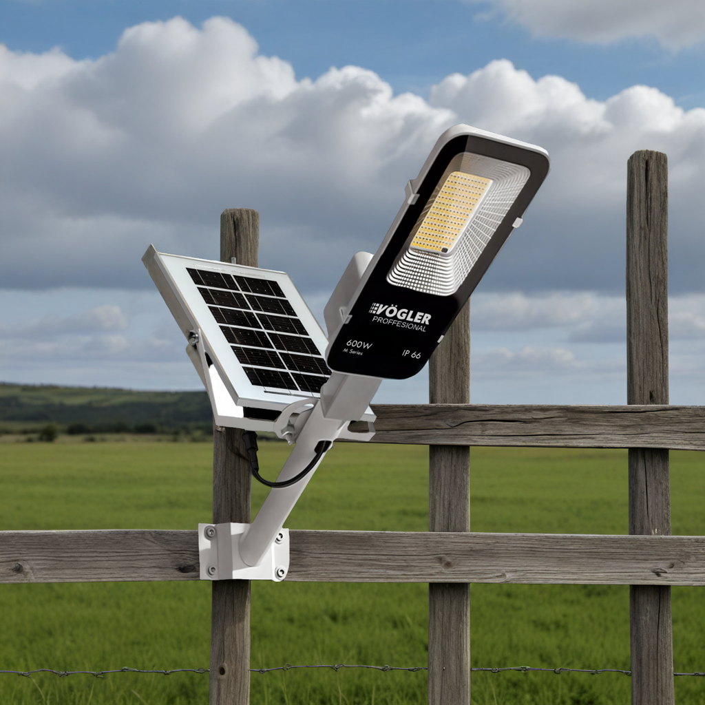Leistungsstarke Solarlampe, Dämmerungssensor, Fernsteuerung, Vögler Professional 600W