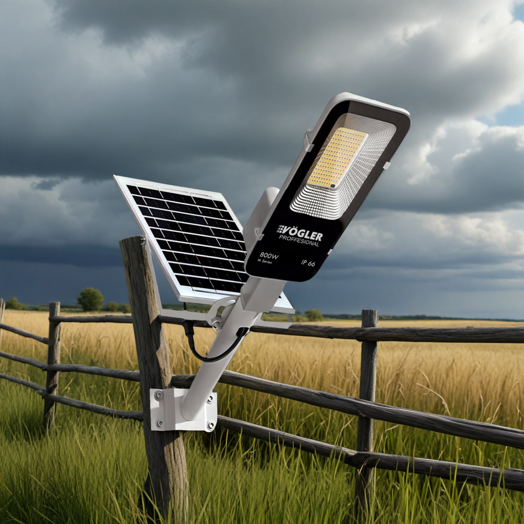 Leistungsstarke Solarlampe, Dämmerungssensor, Fernsteuerung, Vögler Professional 800W
