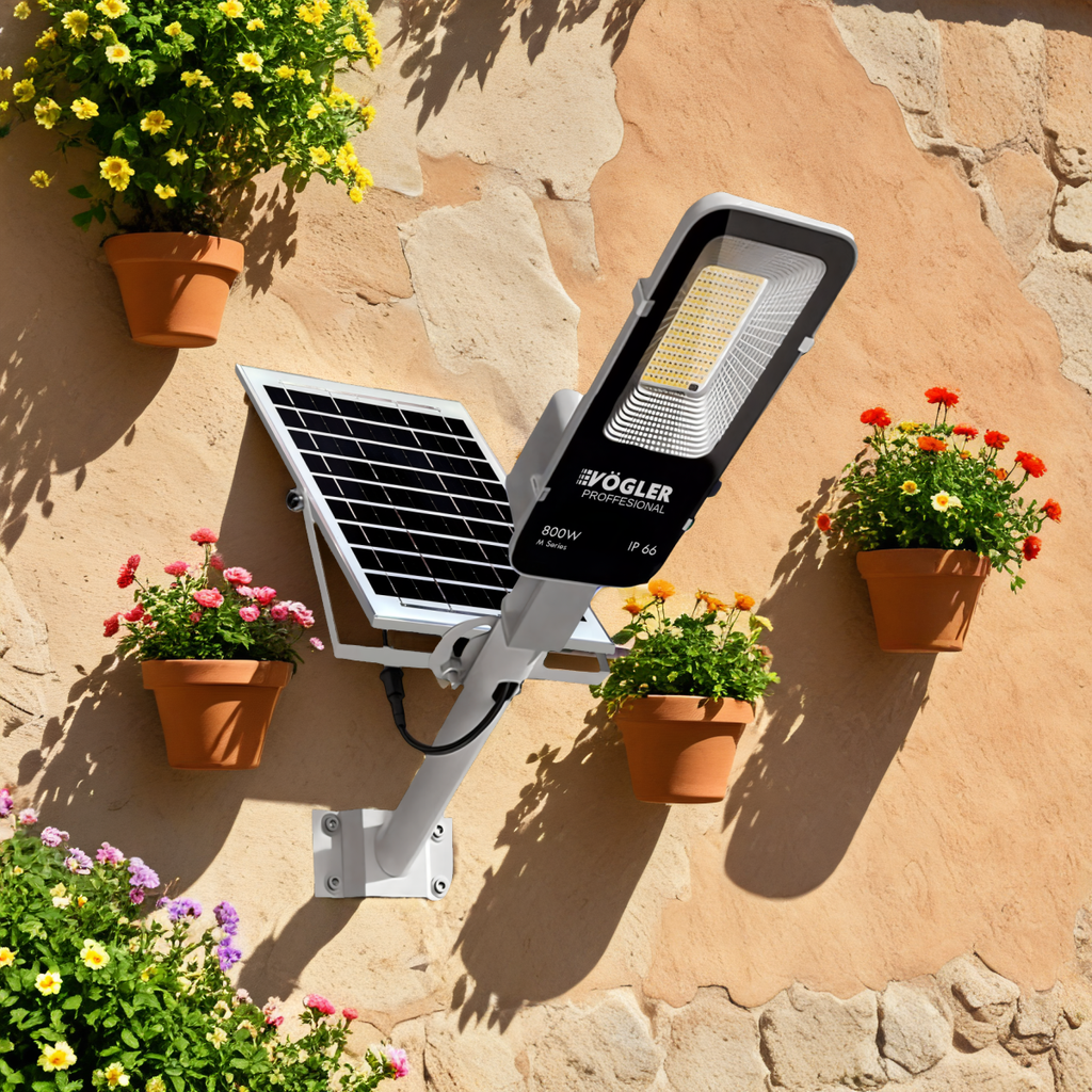 Leistungsstarke Solarlampe, Dämmerungssensor, Fernsteuerung, Vögler Professional 800W